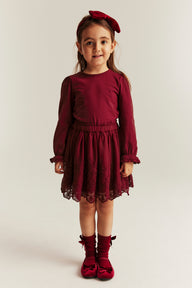 Baby & kids´ red embroidered mesh skirt