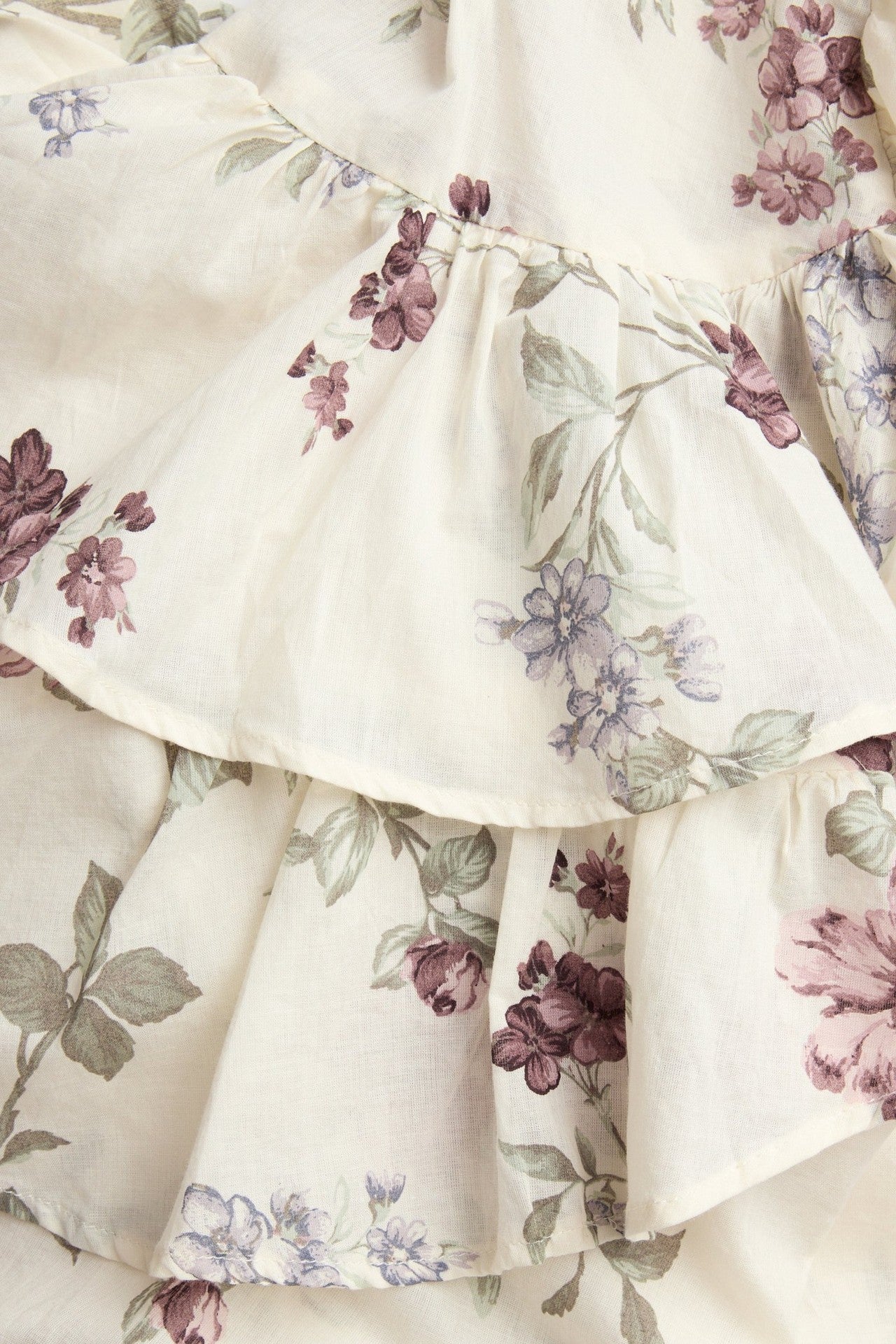 Women's beige floral frill blouse