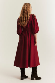 Women's red embroidered dress