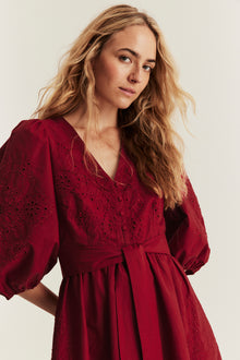 Women's red embroidered dress