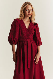 Women's red embroidered dress