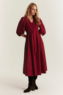 Women's red embroidered dress