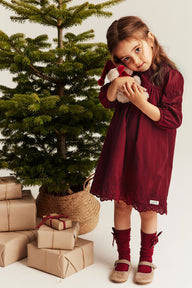 Kids red embroidered dress