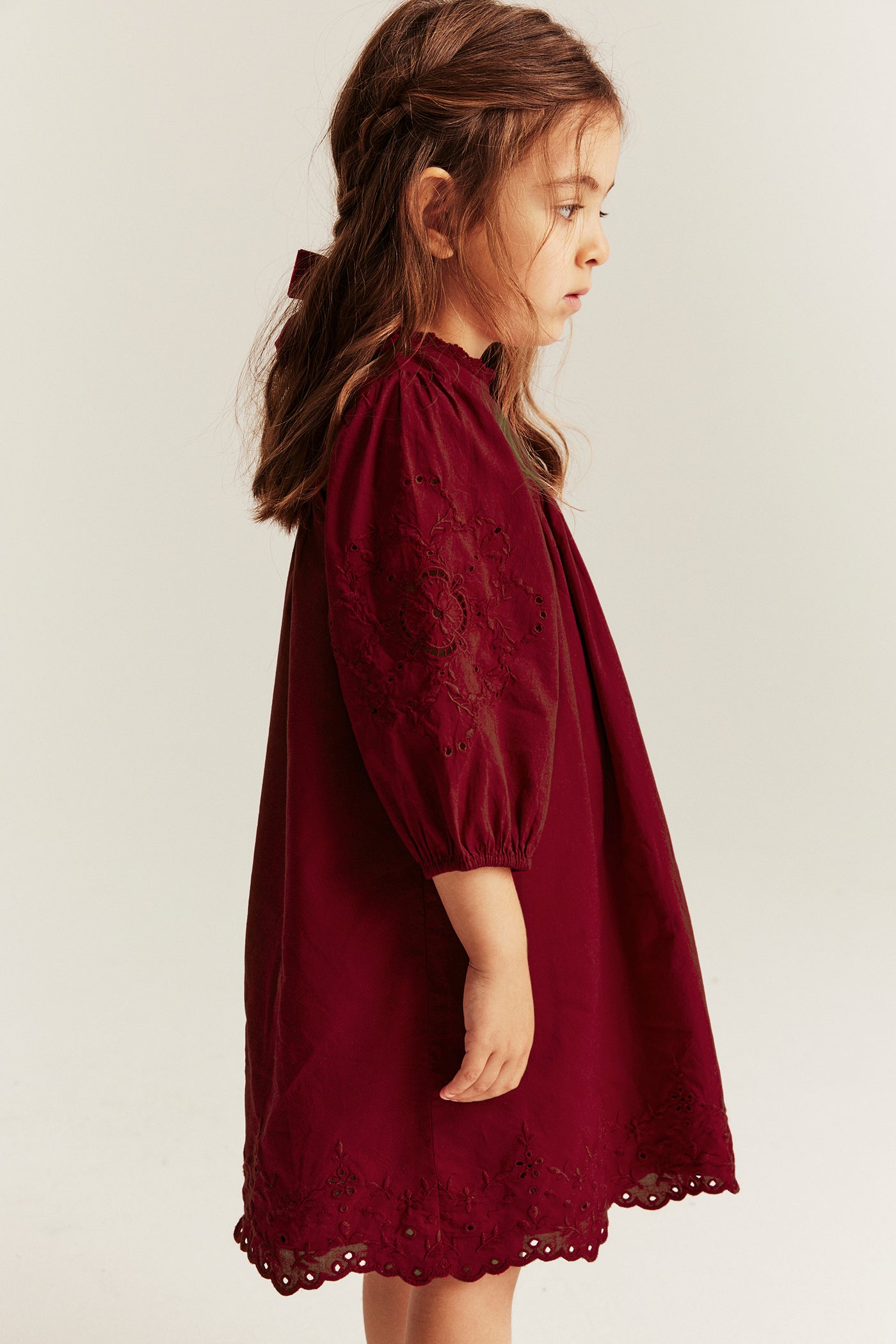 Kids red embroidered dress