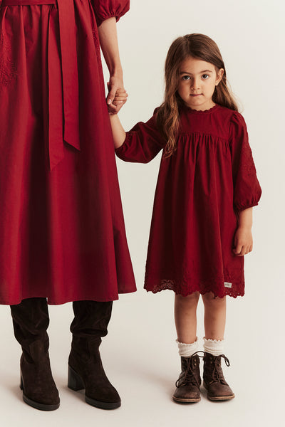 Kids red embroidered dress