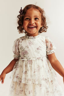 Baby beige floral mesh dress