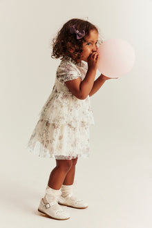 Baby beige floral mesh dress