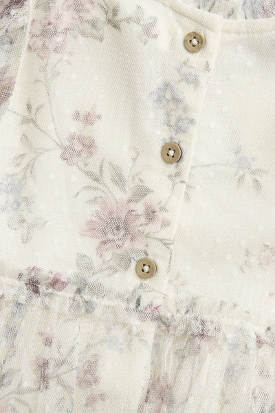 Baby beige floral mesh dress