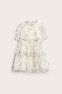 Baby beige floral mesh dress