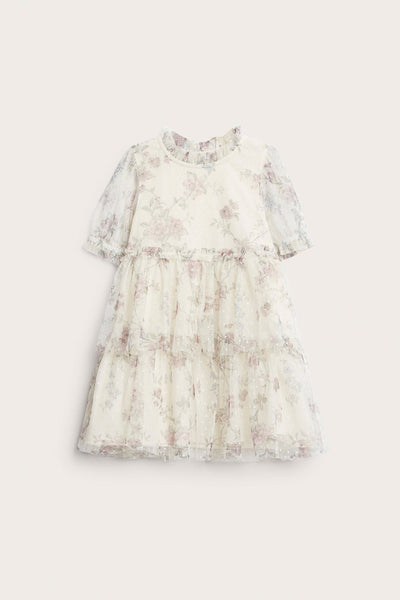 Baby beige floral mesh dress