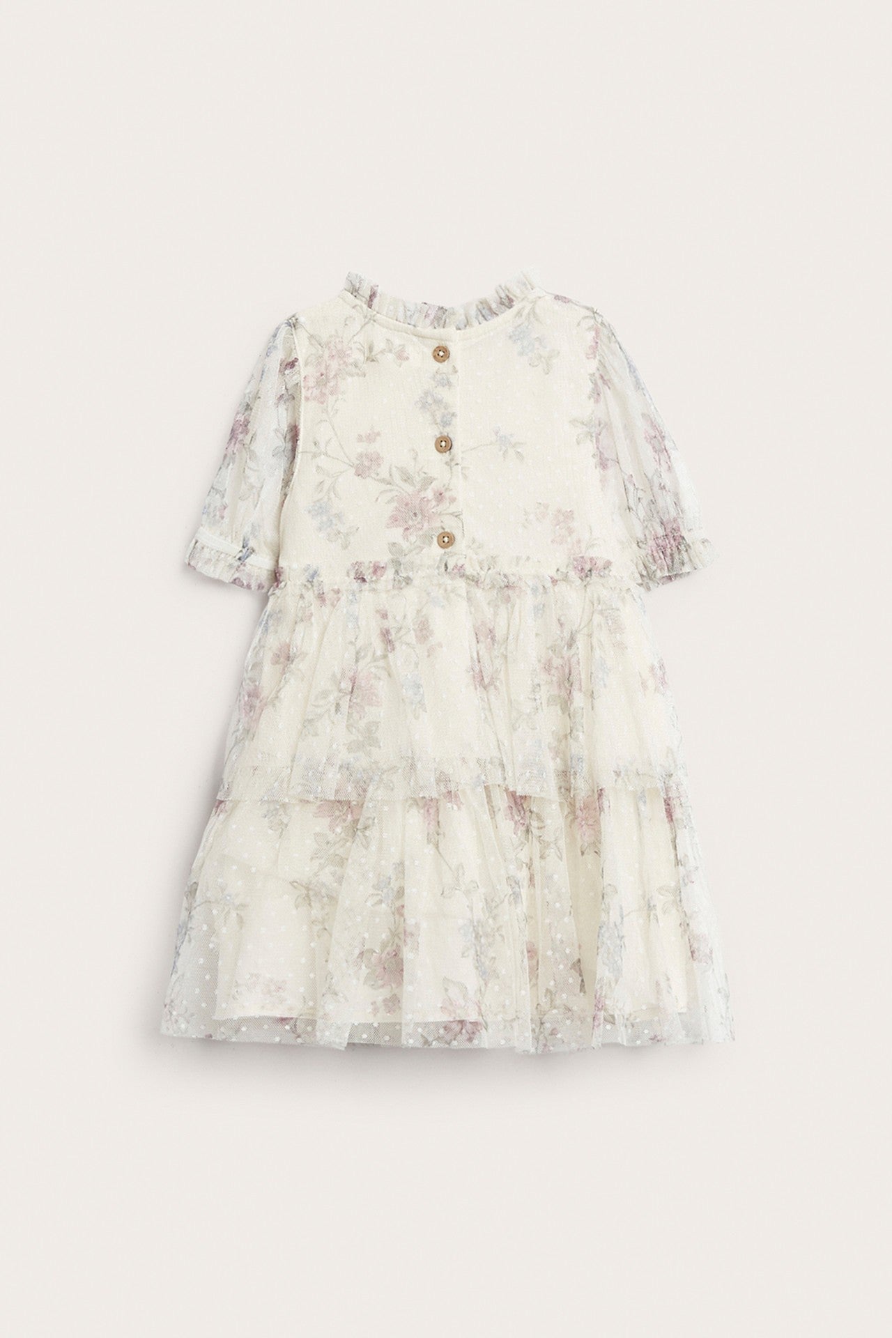 Baby beige floral mesh dress