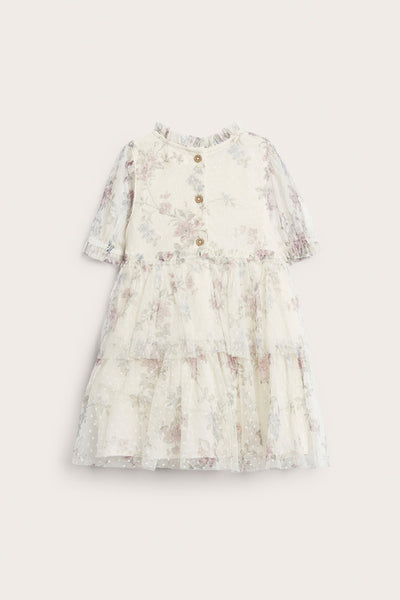 Baby beige floral mesh dress
