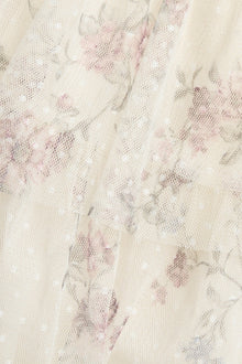 Kids´beige floral mesh dress