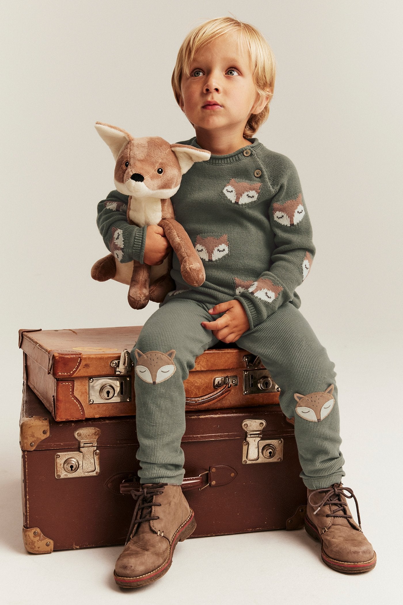 Kids green fox leggings