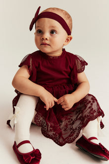 Baby & kids' red embroidered mesh dress