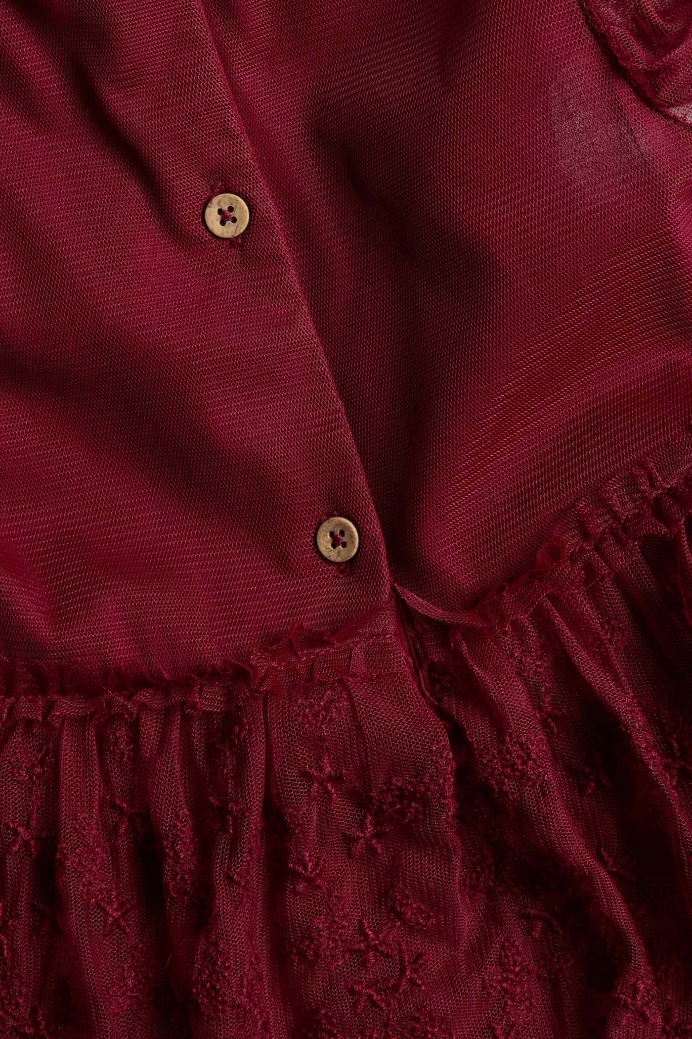 Baby & kids' red embroidered mesh dress