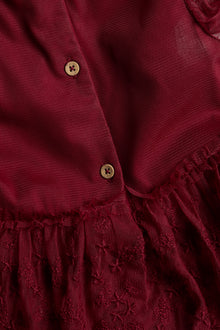 Baby & kids' red embroidered mesh dress