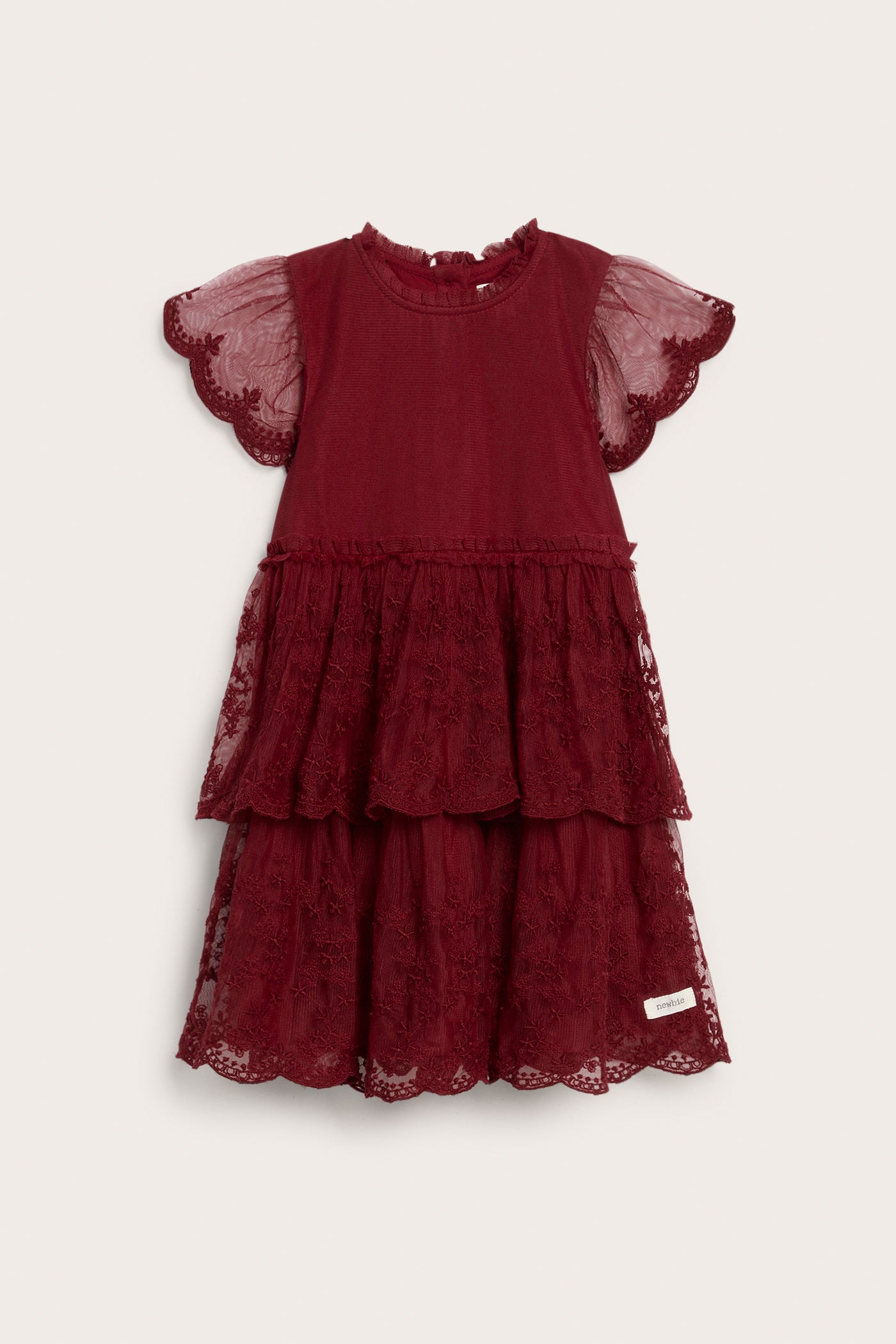 Baby & kids' red embroidered mesh dress