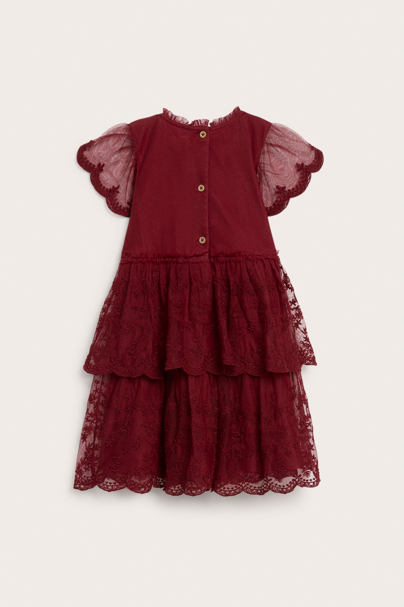 Baby & kids' red embroidered mesh dress