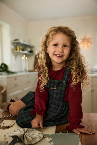 Kids´ blue checked pinafore dress