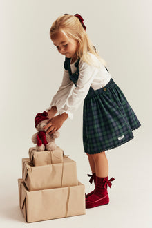 Kids´ blue checked pinafore dress