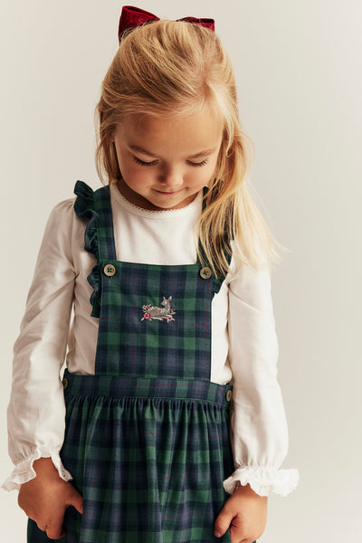 Kids´ blue checked pinafore dress