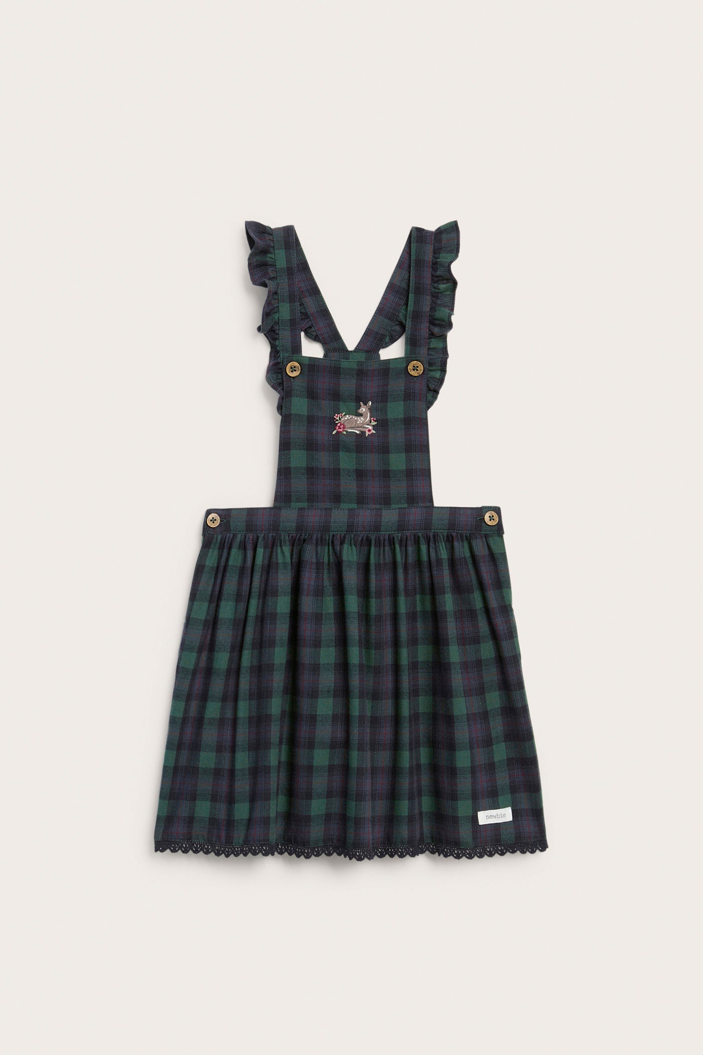 Kids´ blue checked pinafore dress