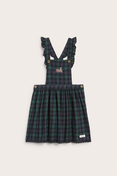 Kids´ blue checked pinafore dress