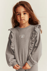 Kids' brown frill sweatshirt