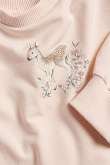 Kids' pink sweatshirt with lace frill