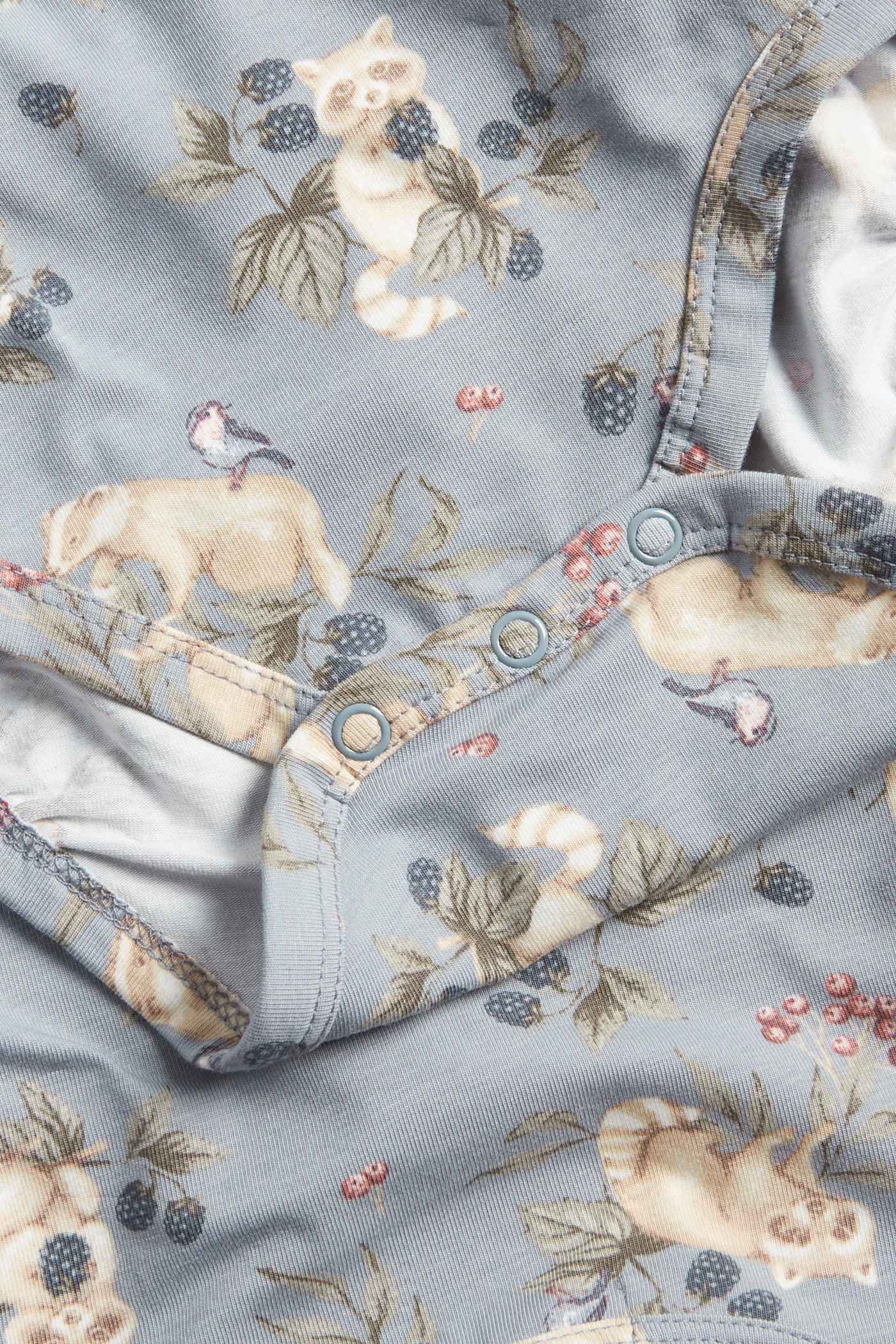 Baby blue raccoon and berry bodysuit