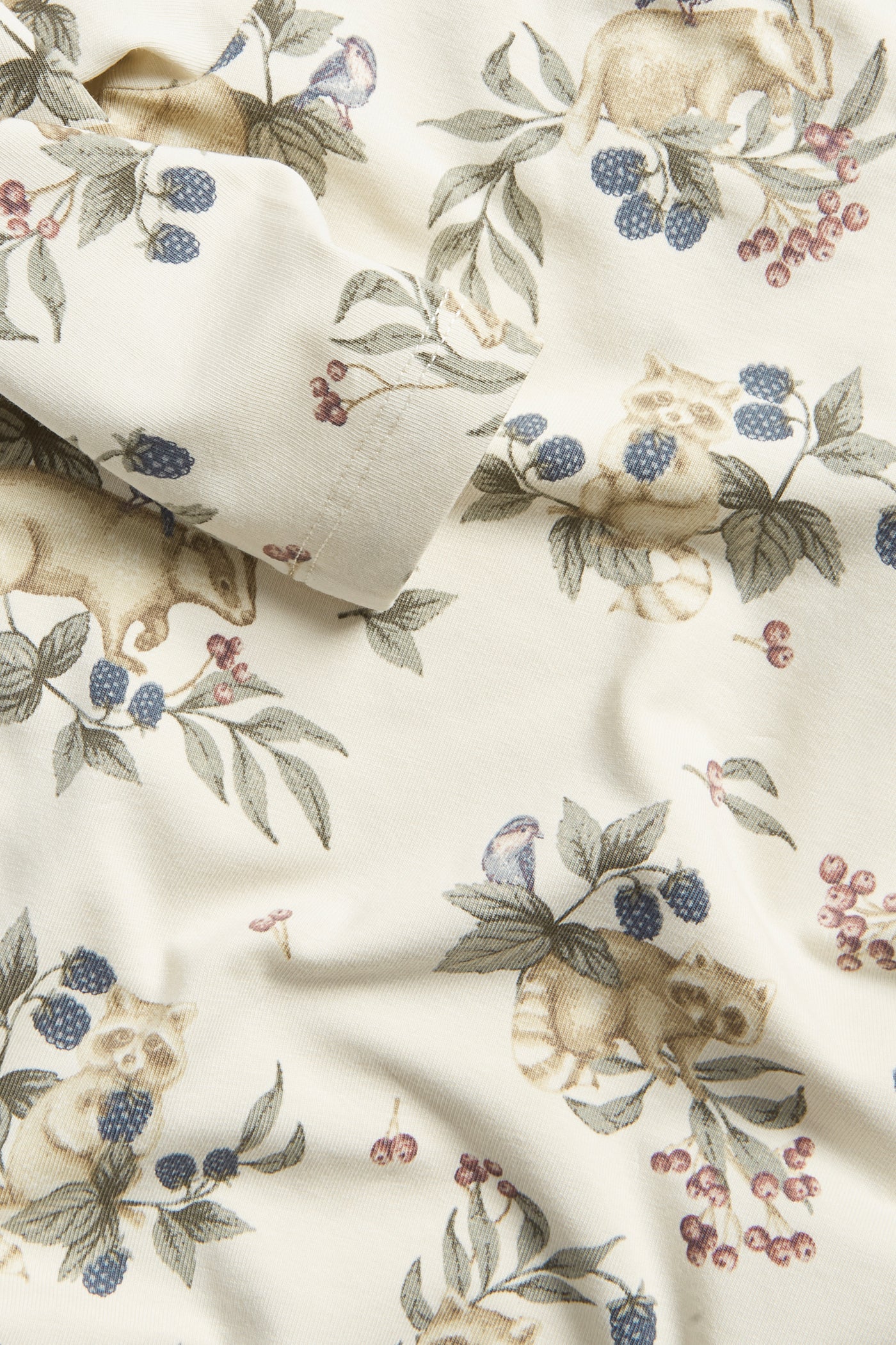 Baby beige raccoon and berry bodysuit