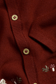 Baby red knitted christmas cardigan with bears