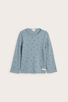 Kids' blue ribbed floral top