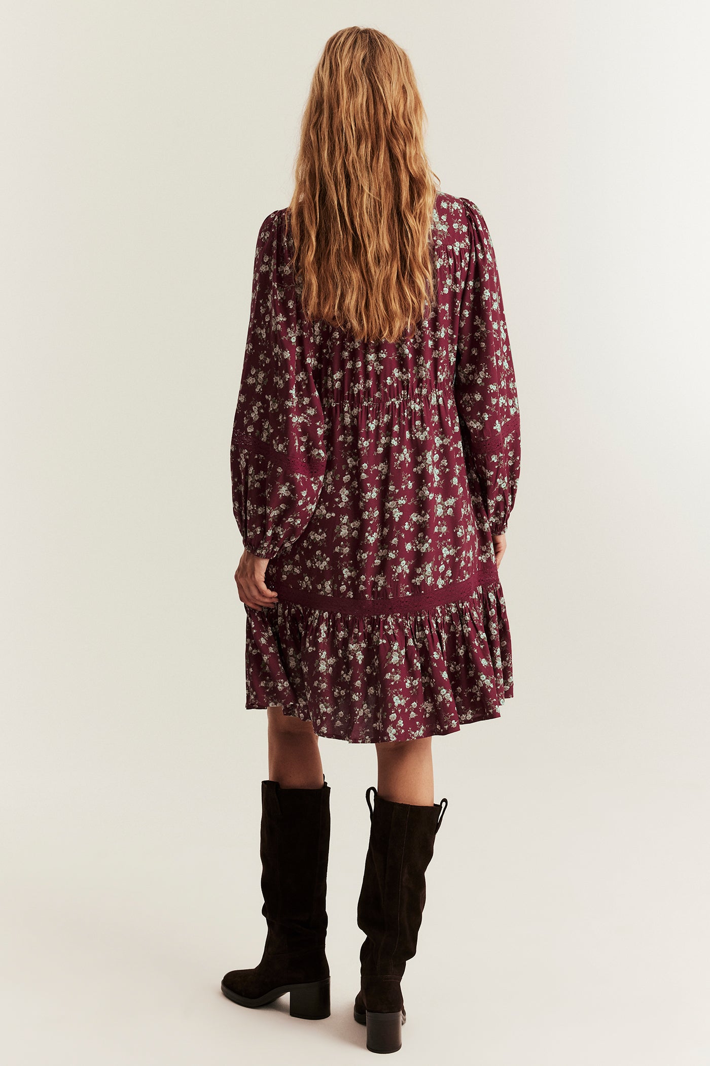 Women's red knee-length floral dress