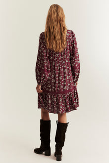 Women's red knee-length floral dress