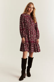 Women's red knee-length floral dress