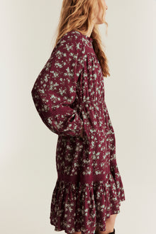 Women's red knee-length floral dress