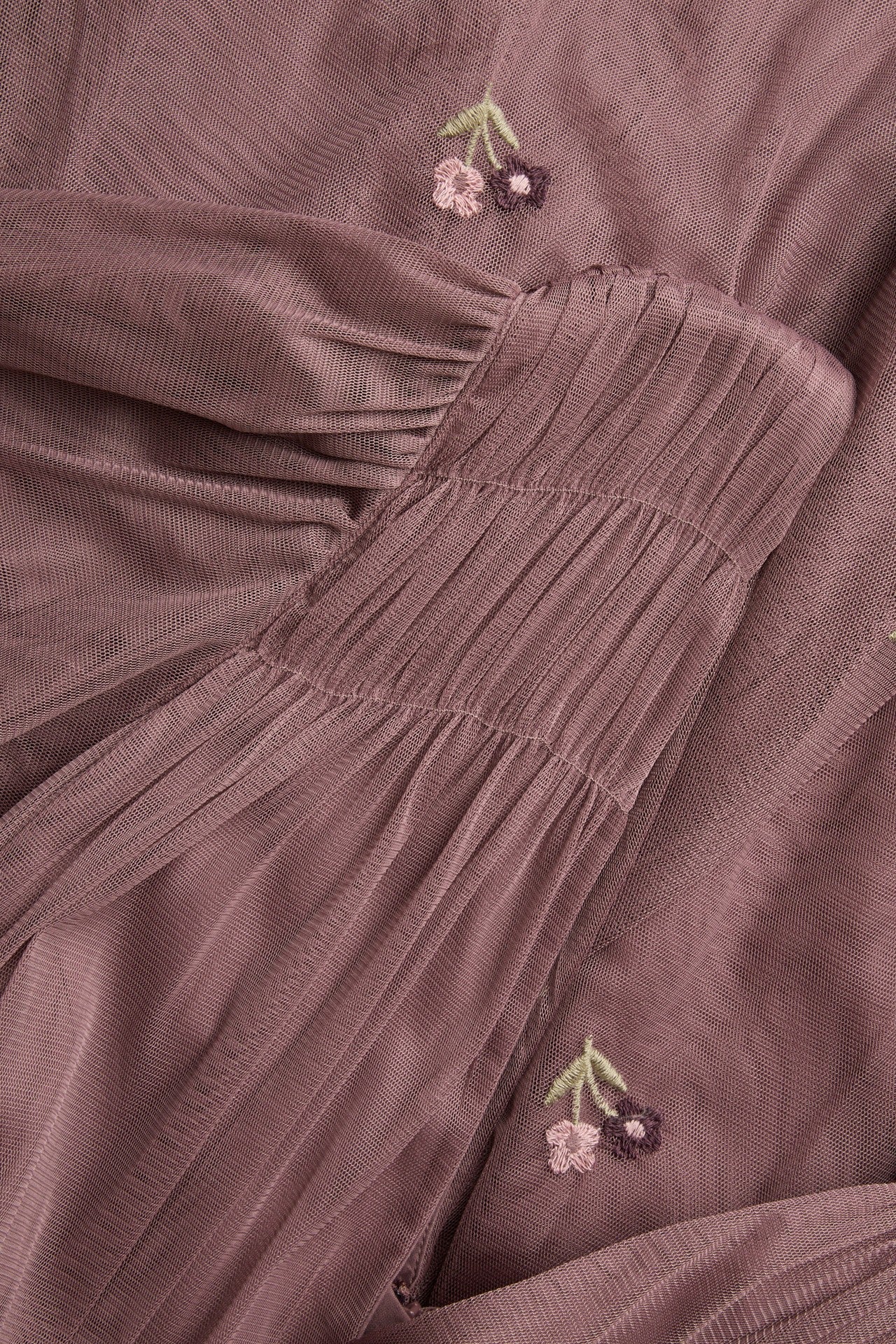 Women's pink floral mesh dress with embroidery