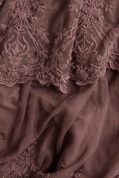 Women's pink mesh skirt with embroidery