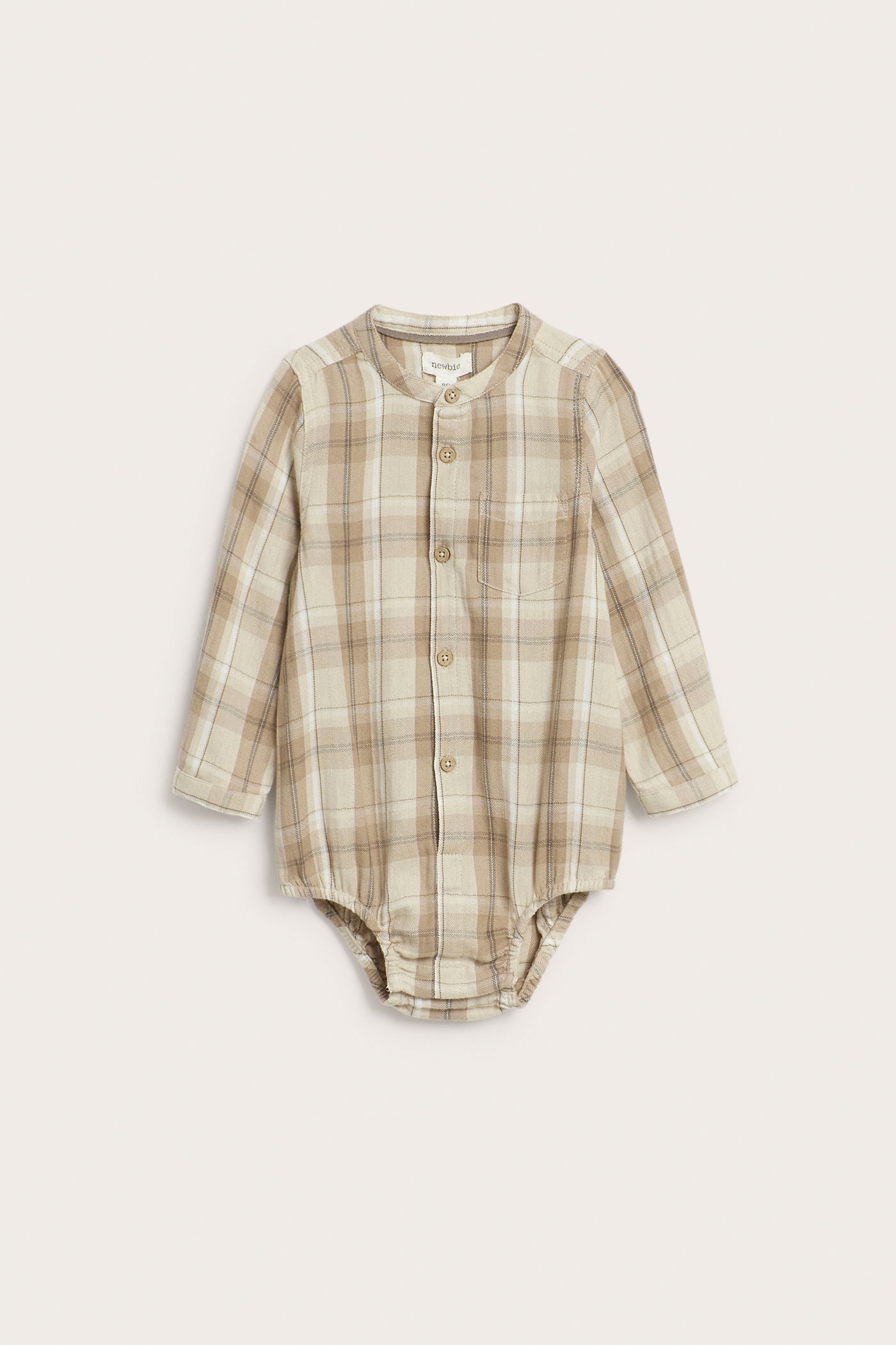 Baby beige checked mandarin shirtbody