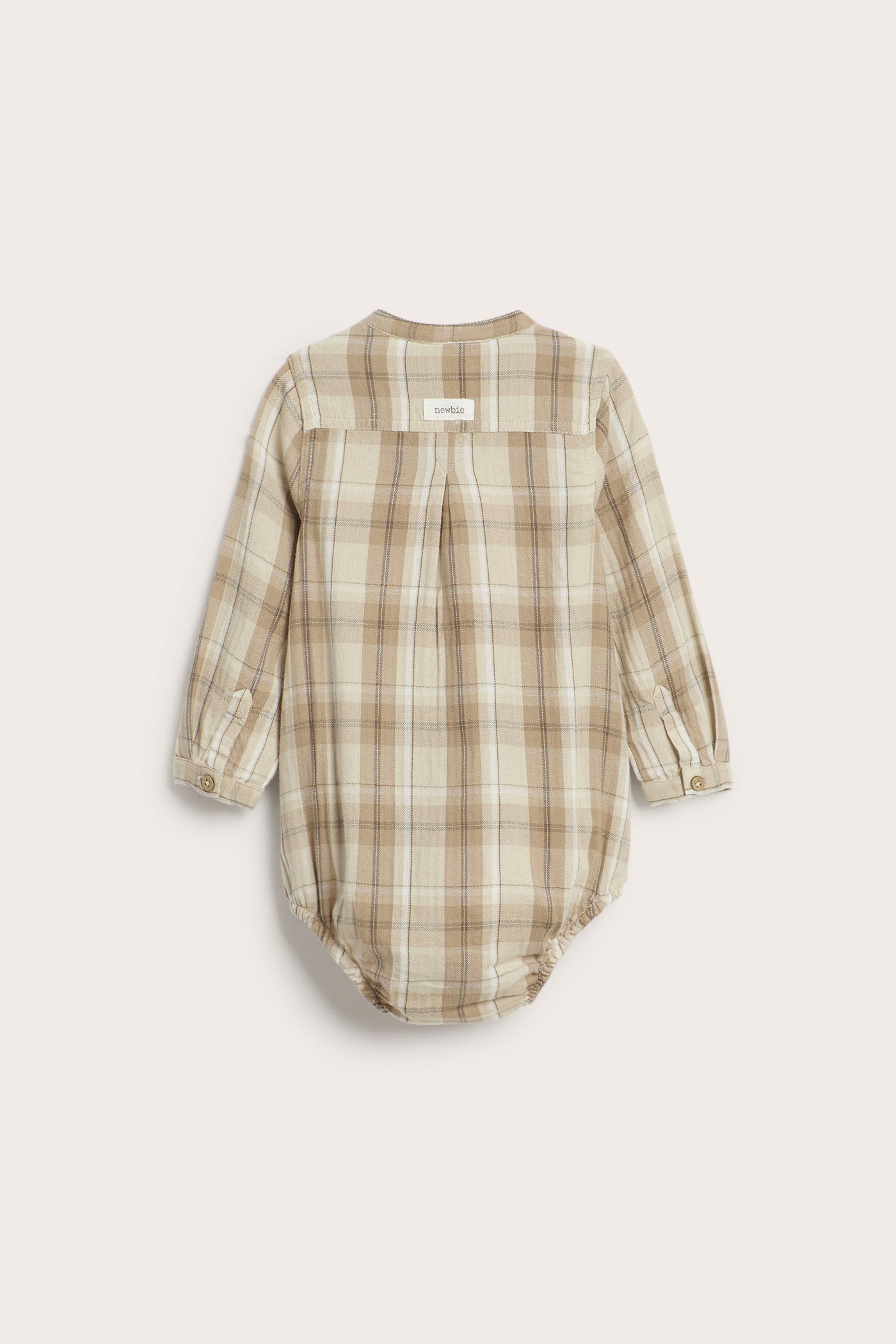 Baby beige checked mandarin shirtbody
