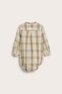 Baby beige checked mandarin shirtbody