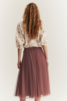 Women's burgundy mesh skirt