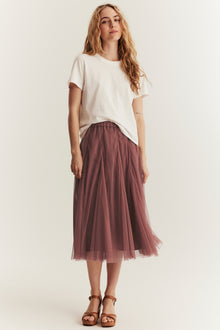 Women's burgundy mesh skirt