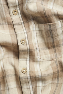 Kids´ beige checked mandarin shirt