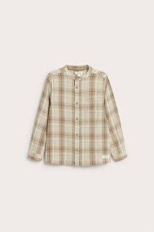 Kids´ beige checked mandarin shirt