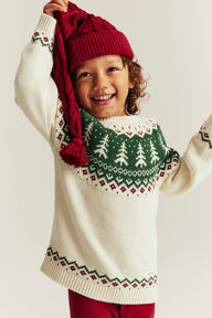 Baby & kids white knitted Christmas jumper
