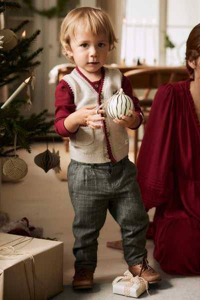 Baby beige knitted Christmas vest