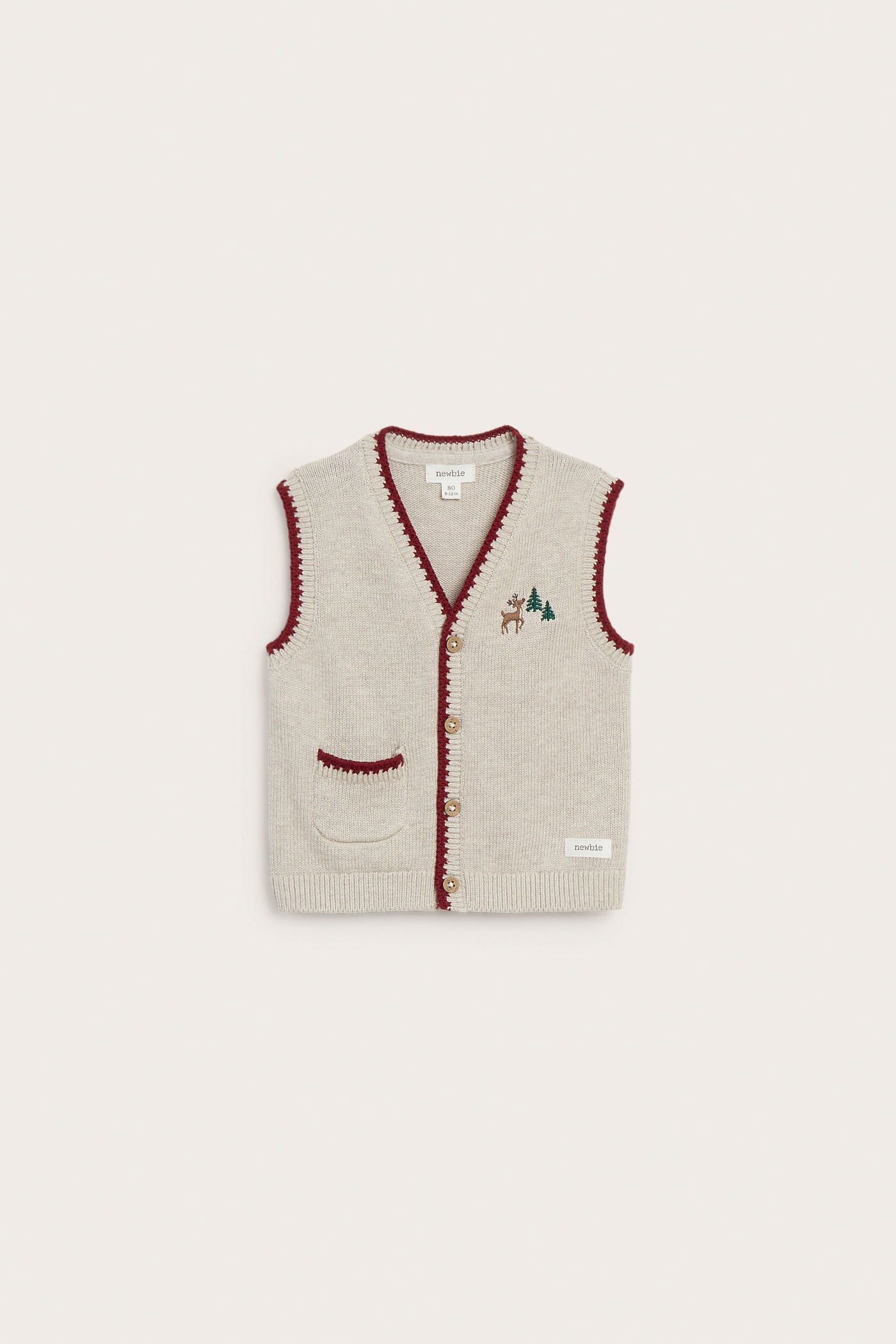 Baby beige knitted Christmas vest